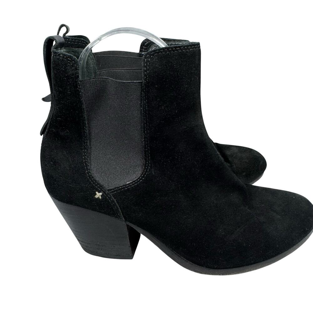 Rag & Bone Women 37.5 Black Black Heel Suade Almond Toe Ankle Booties Chelsea
